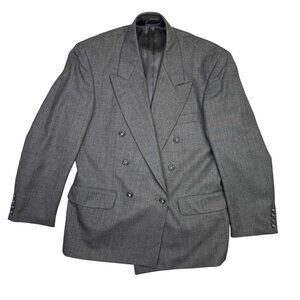 G Lanieri Suit Jacket Sport Coat Mens 38S Gray Wool Wide Lapel Vintage 90s Y2K